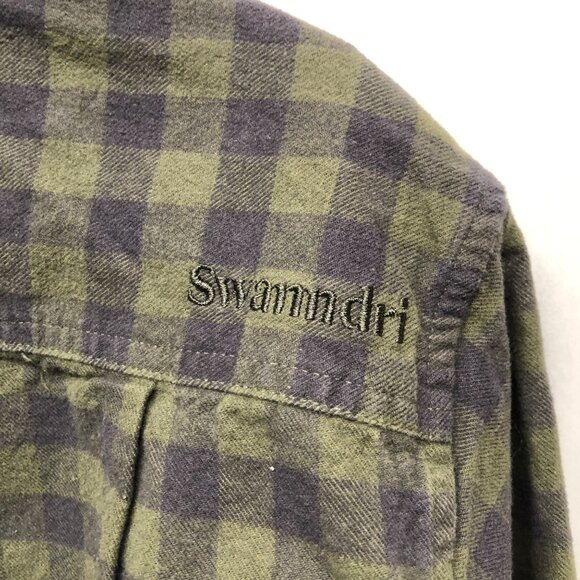 Swanndri Plaid Flannel Shirt Mens Size XXL Cotton Green Long Sleeve Tailored Fit - Picture 4 of 7